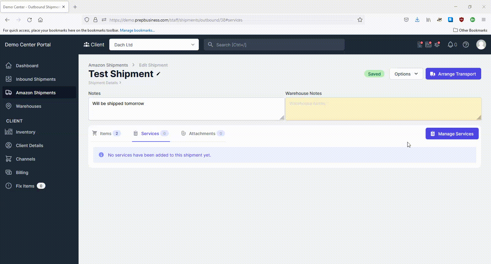 Add billable services for shipments