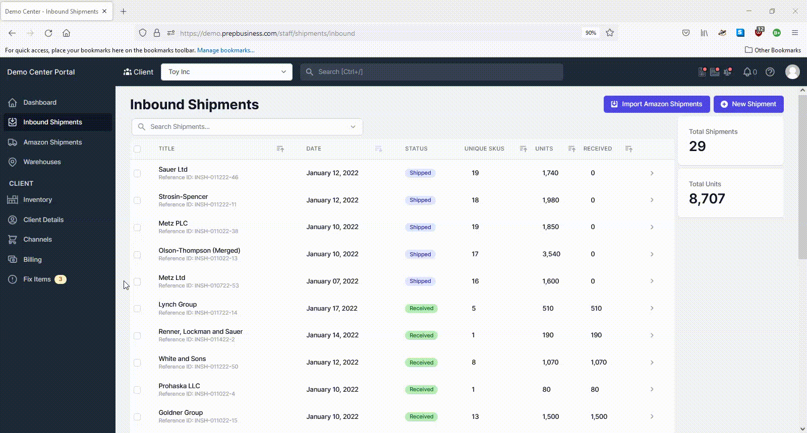 Archive Shipments