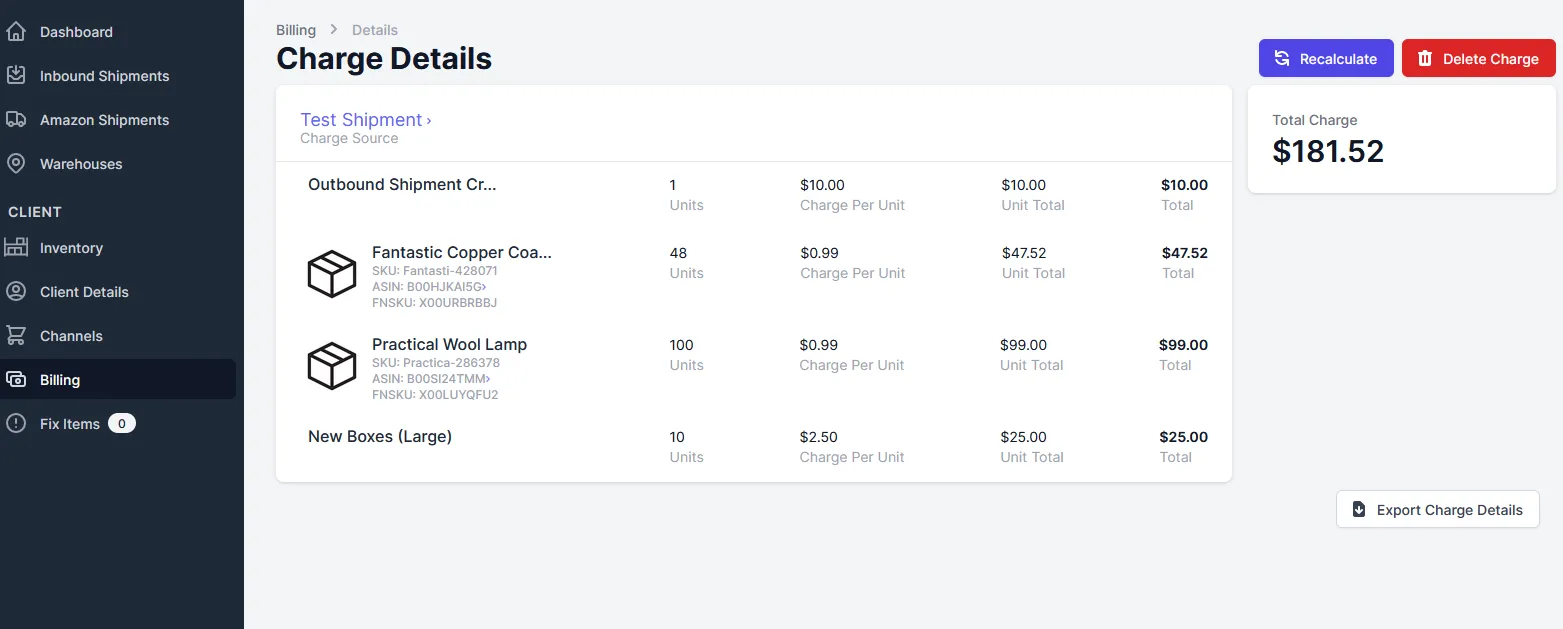 Automatic billing calculations
