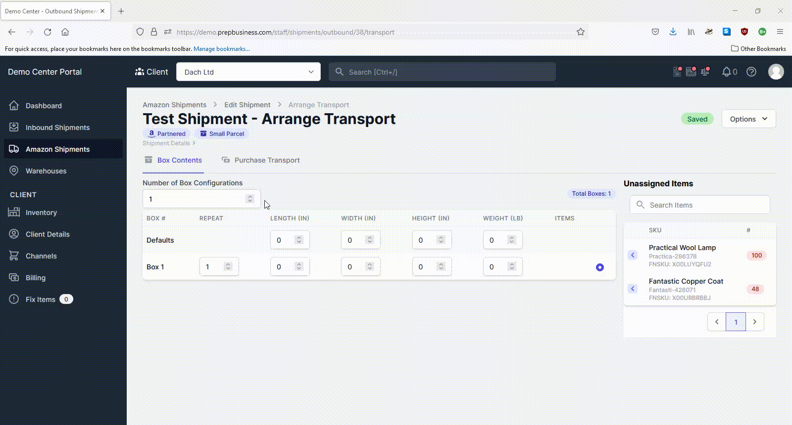 Enter Box Content Information