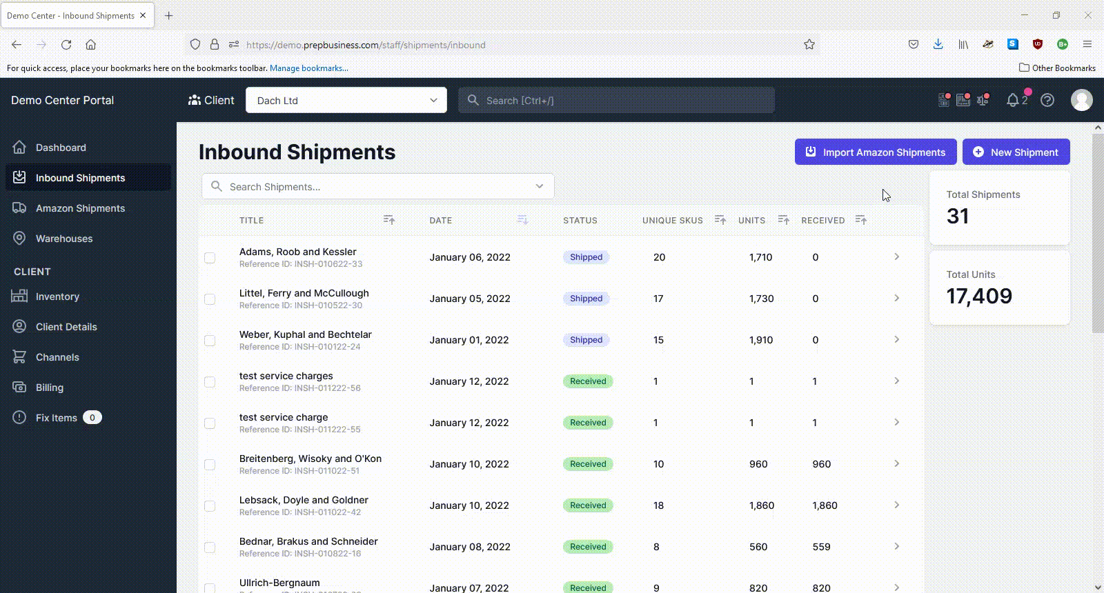 Creating Inbound shipments