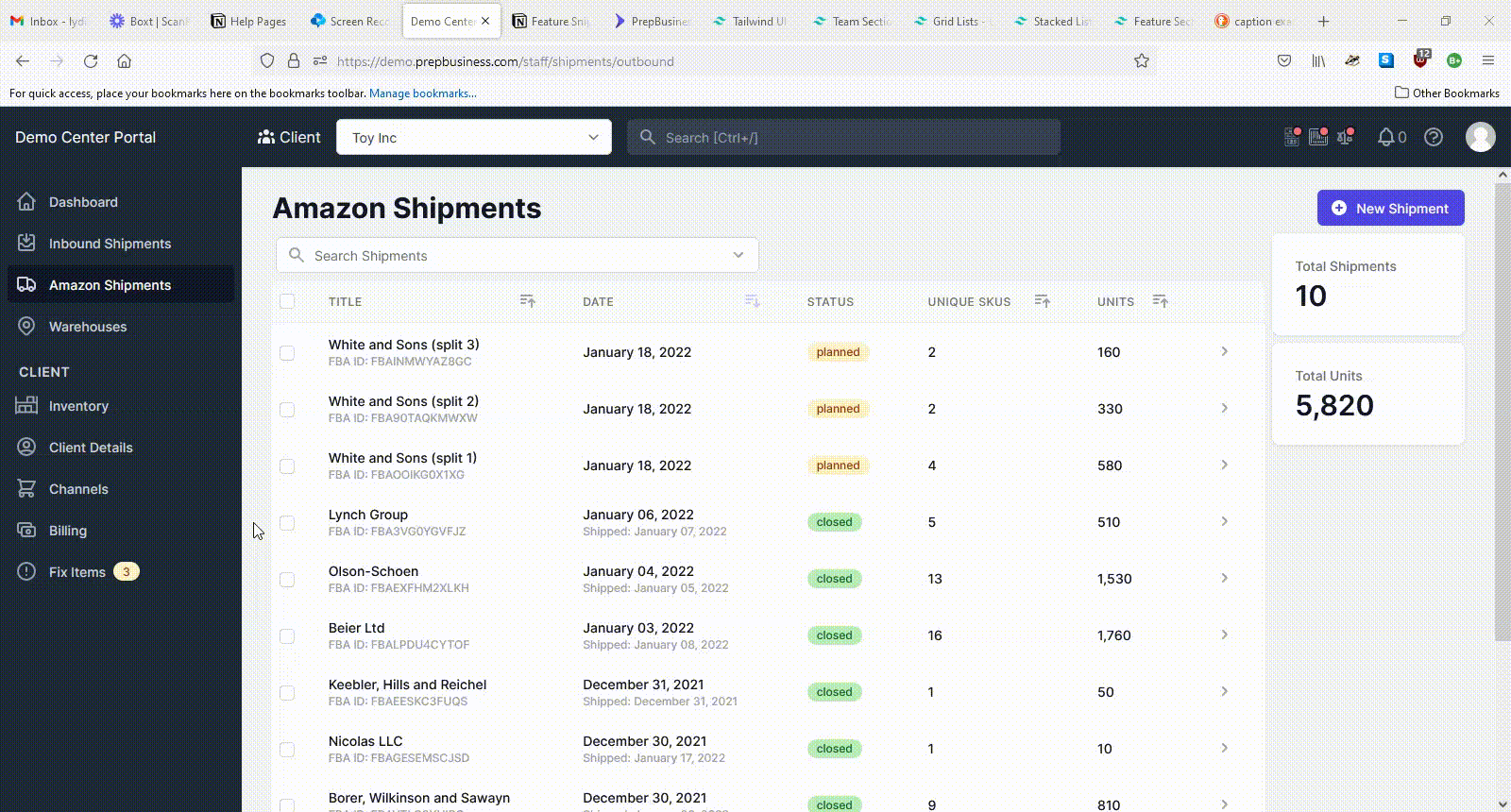 Delete shipments