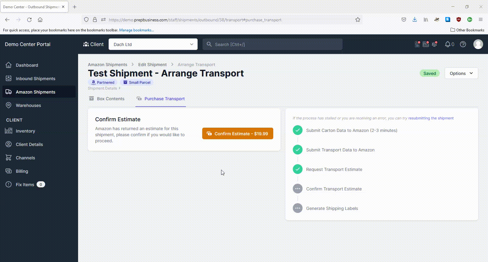 Automatic shipment labels for Amazon