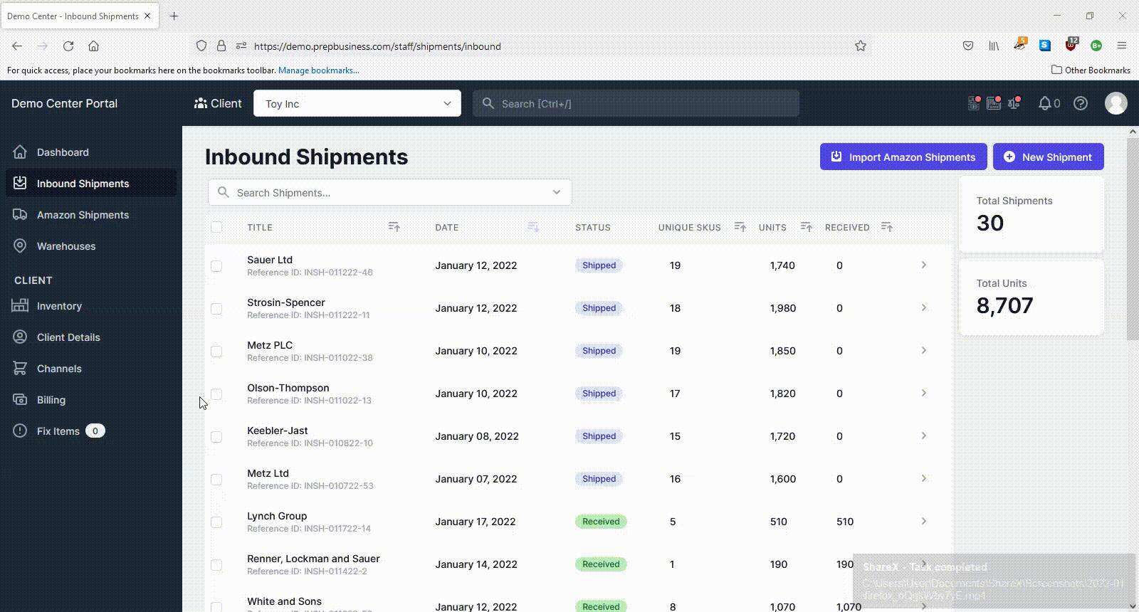 Merge Inbound Shipments