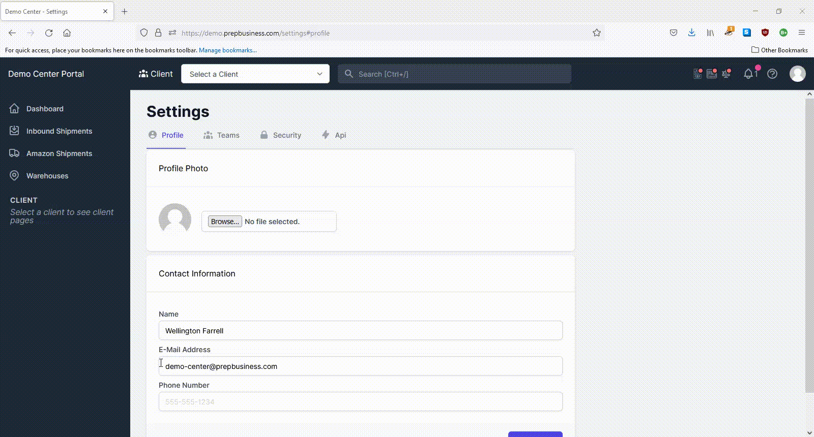 Edit personal information