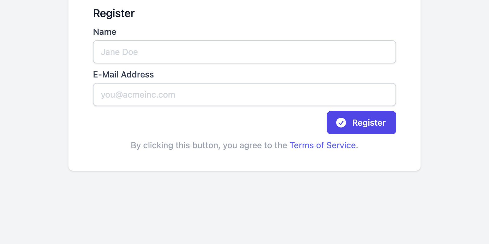 Sign-up asking only for name and email