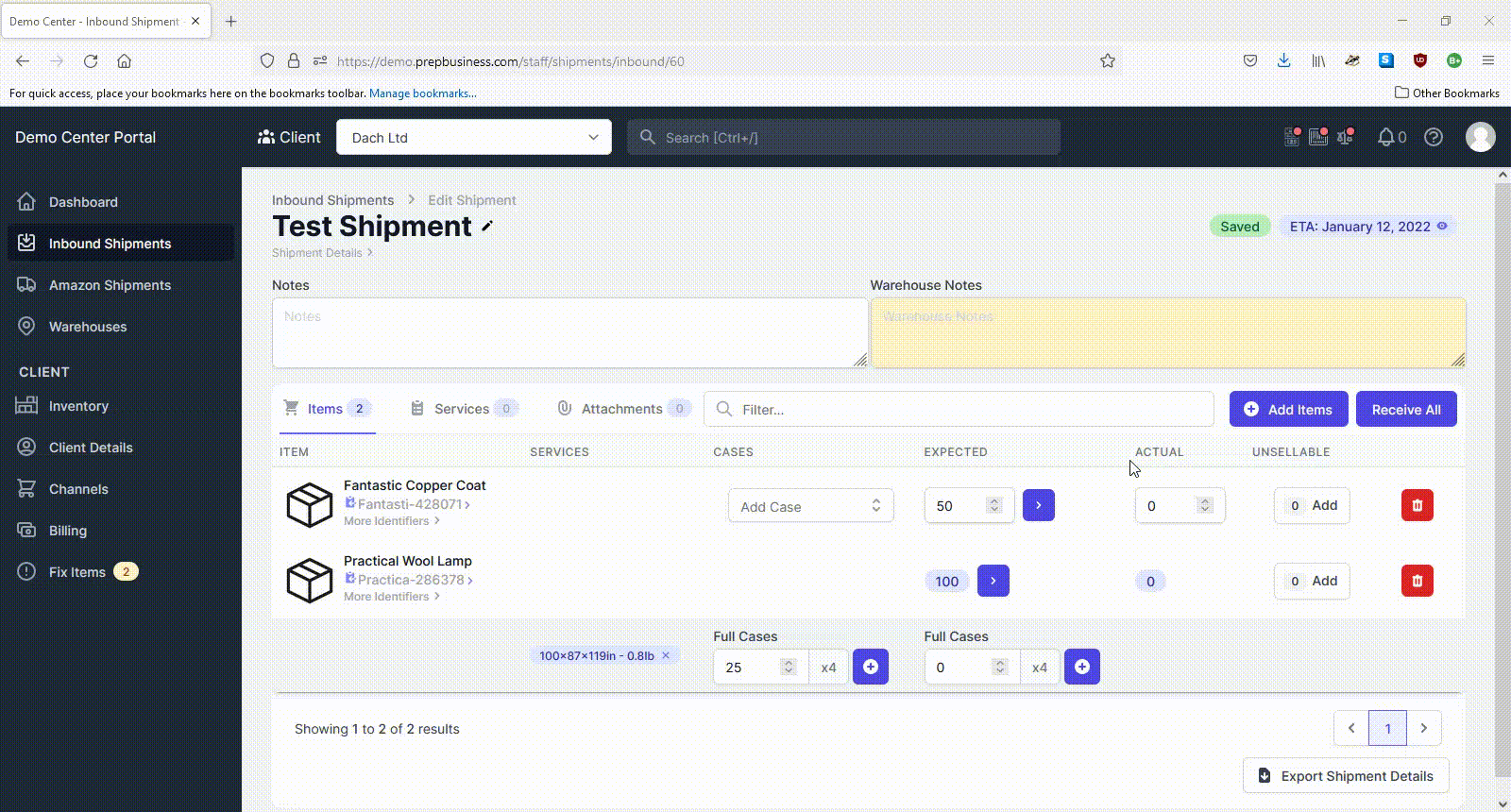 Receive Inbound shipments into inventory